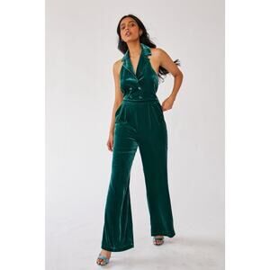 Rachel Antonoff Velvet Jumpsuit Green Flynn Size 10 Luxury Boho